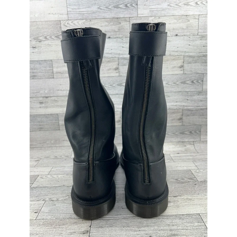 Dr. Martens‎ Samson Black Leather Pull On Mid Calf Boots Back Zipper Mens 12 US